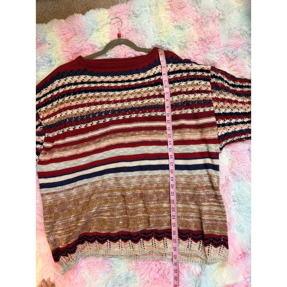 Umgee Striped Knit Sweater Oversized Cozy Pullover Size L - Picture 6 of 11